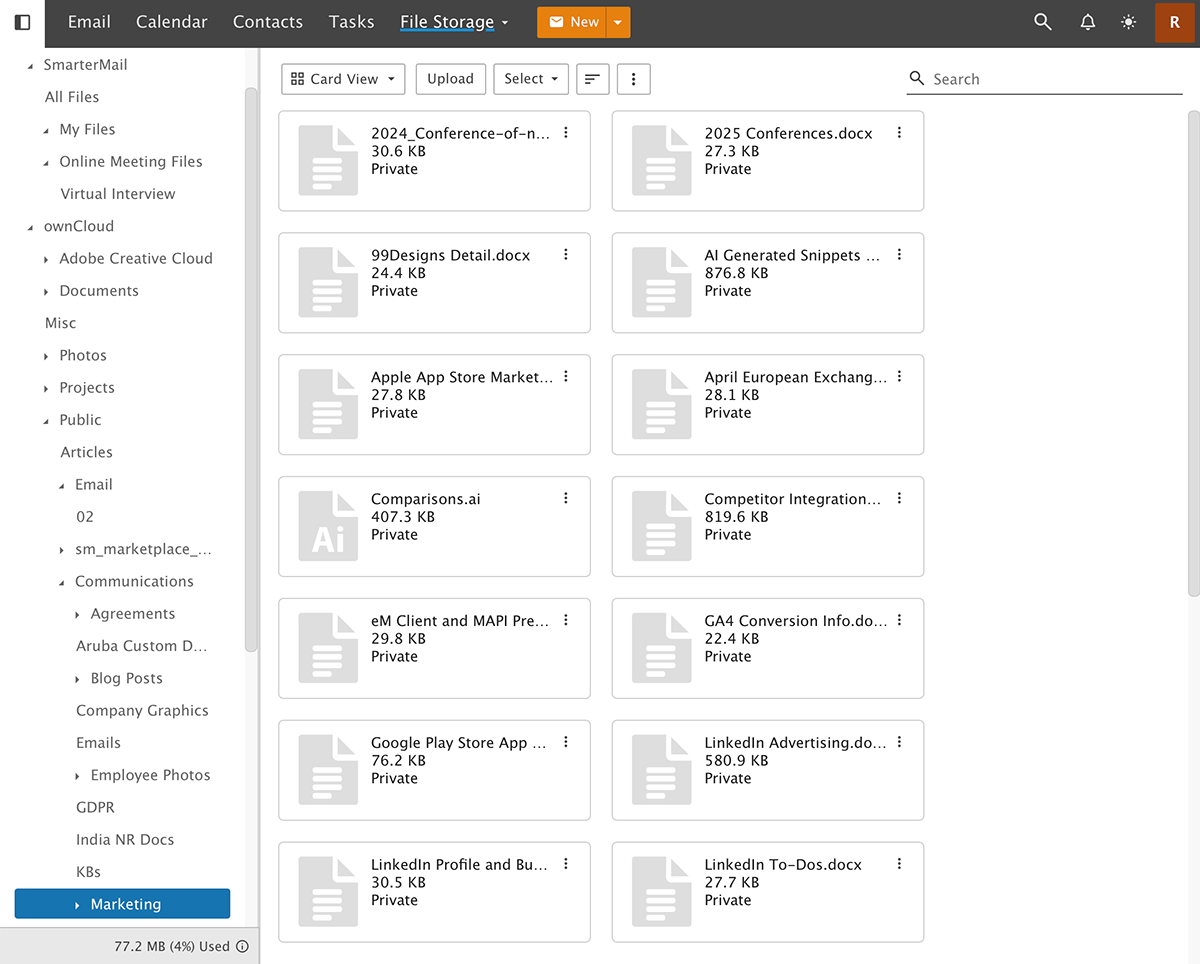 SmarterMail File Storage