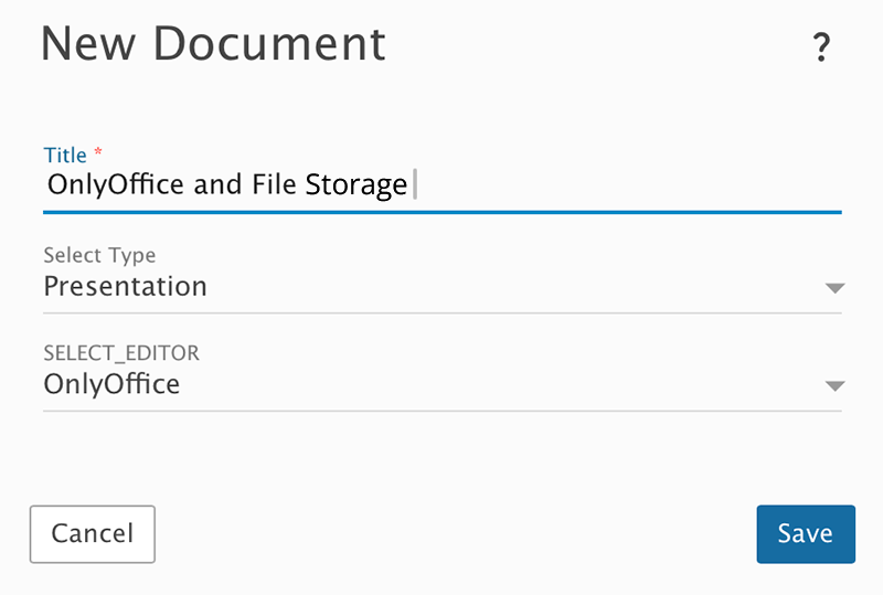 Creating a new OnlyOffice file