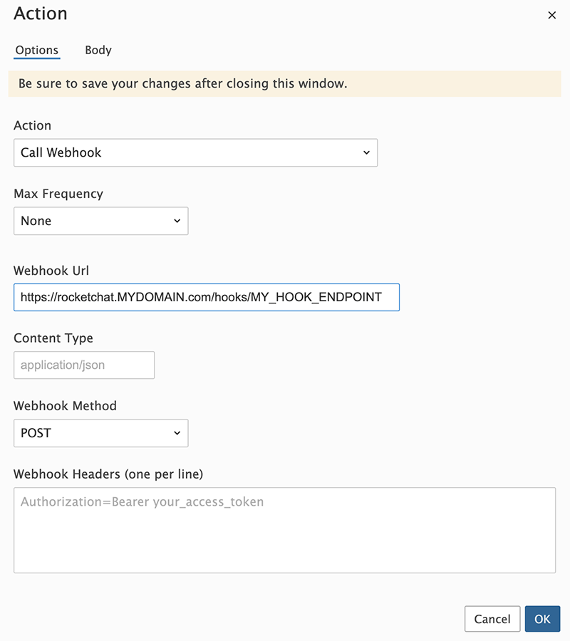 RocketChat Webhook Integration