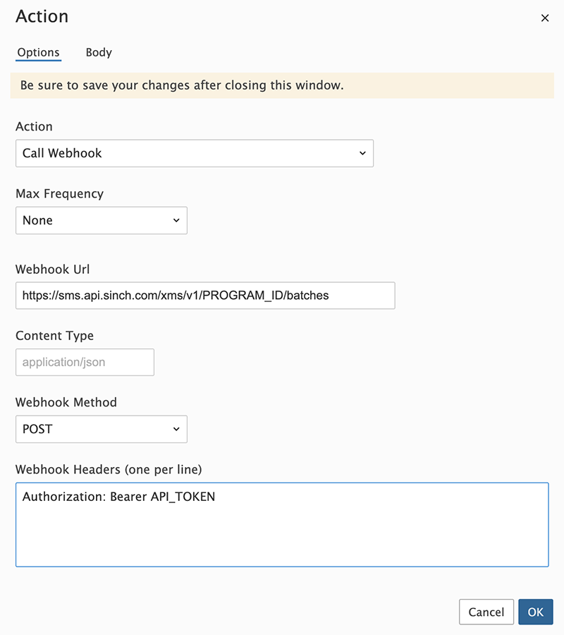 Sinch Webhook Integration